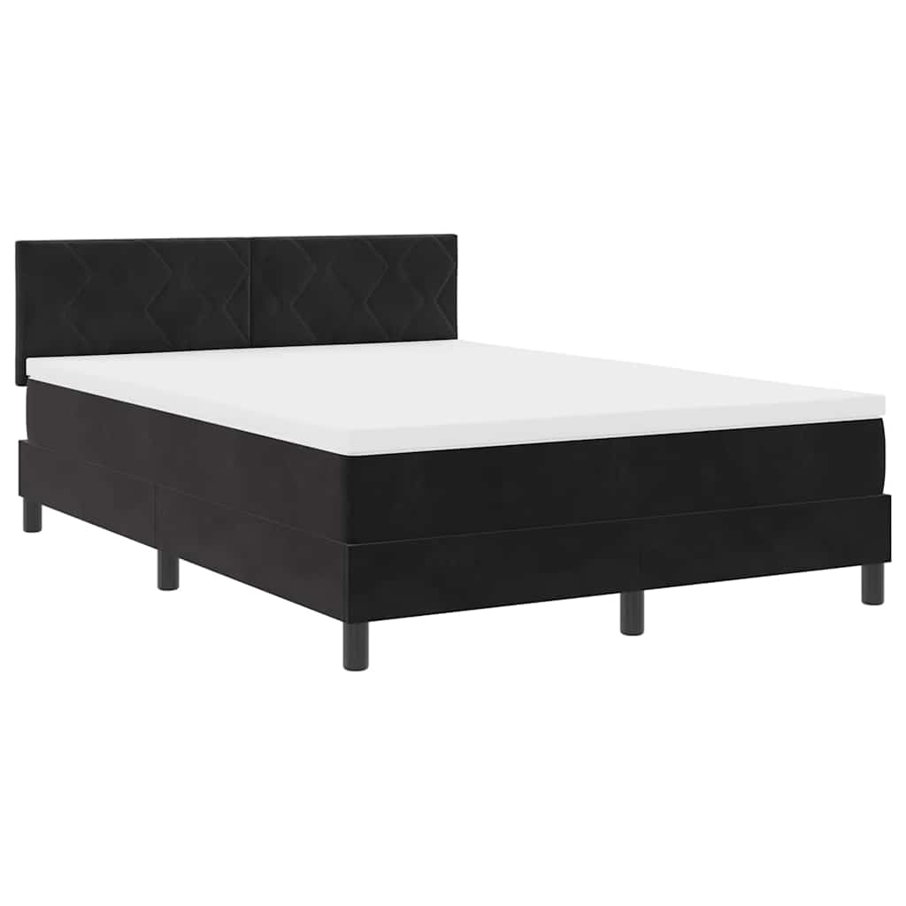 LED Box Spring Bed met matras Zwart 140 x 190 cm Fluweel is nu te koop bij PeponiXL, paradijselijk wonen!