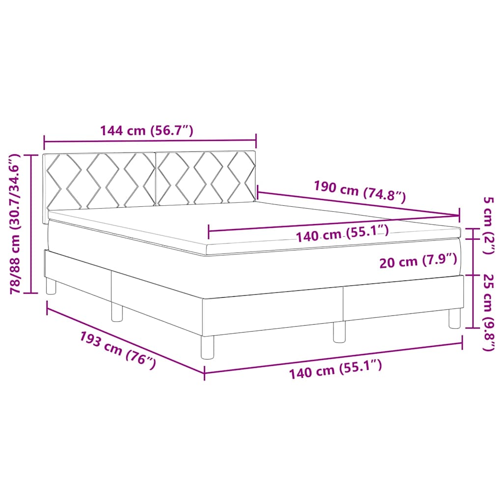 LED Box Spring Bed met matras Zwart 140 x 190 cm Fluweel is nu te koop bij PeponiXL, paradijselijk wonen!