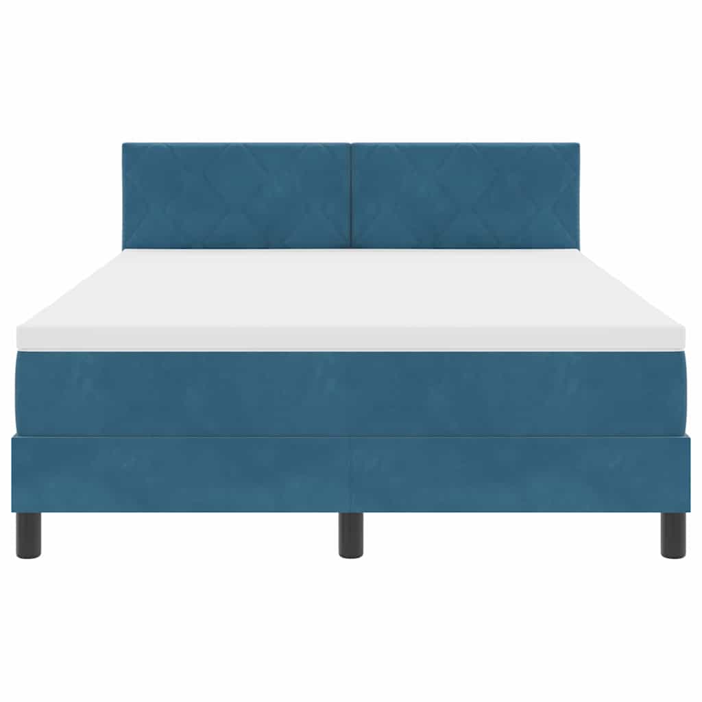 LED Box Spring Bed Donkerblauw 140 x 190 cm Fluweel
