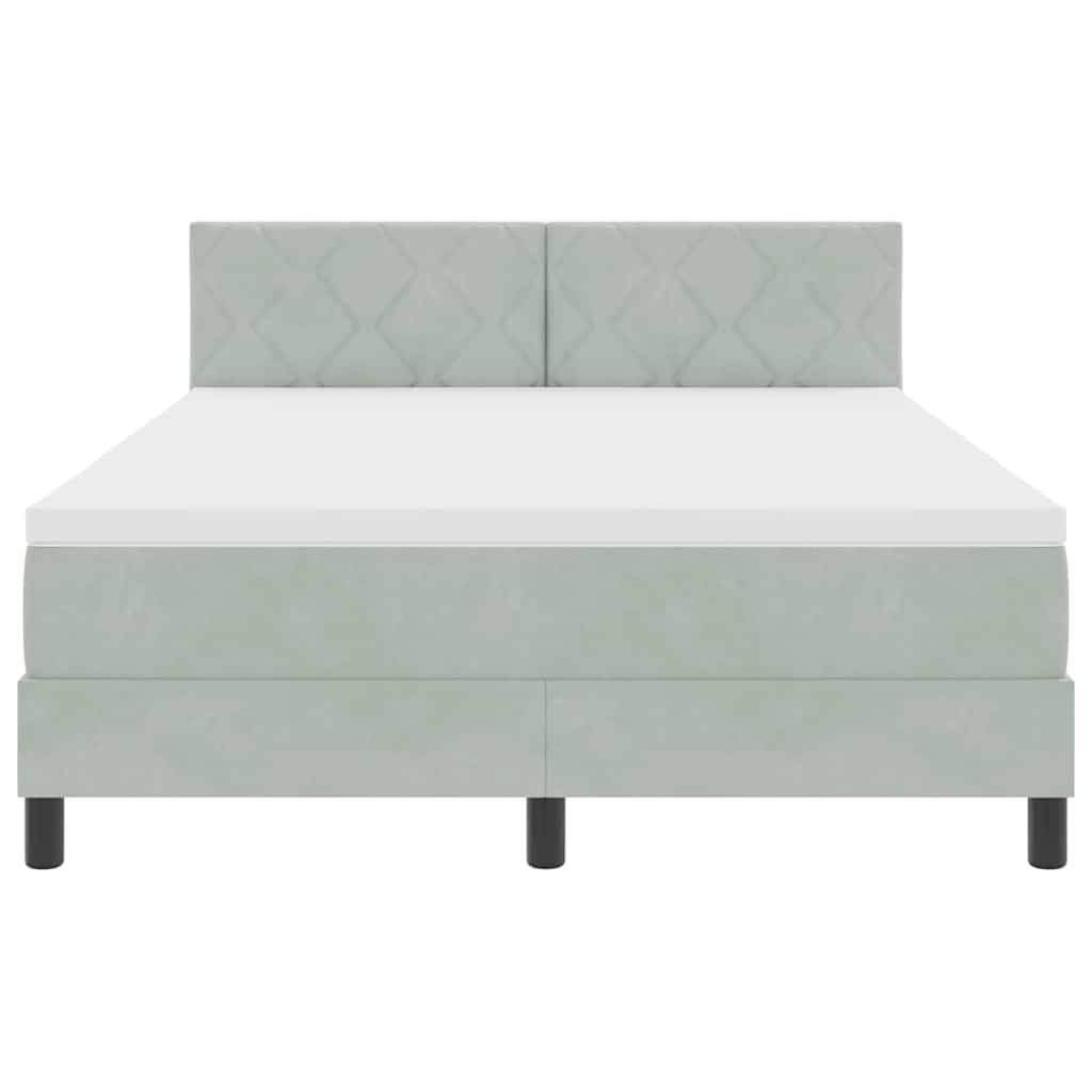 LED Box Spring Bed met matras Lichtgrijs 140 x 200 cm Fluweel is nu te koop bij PeponiXL, paradijselijk wonen!