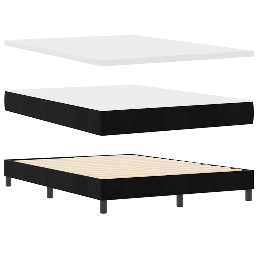 LED Box Spring Bed met matras Zwart 140 x 200 cm Fluweel is nu te koop bij PeponiXL, paradijselijk wonen!