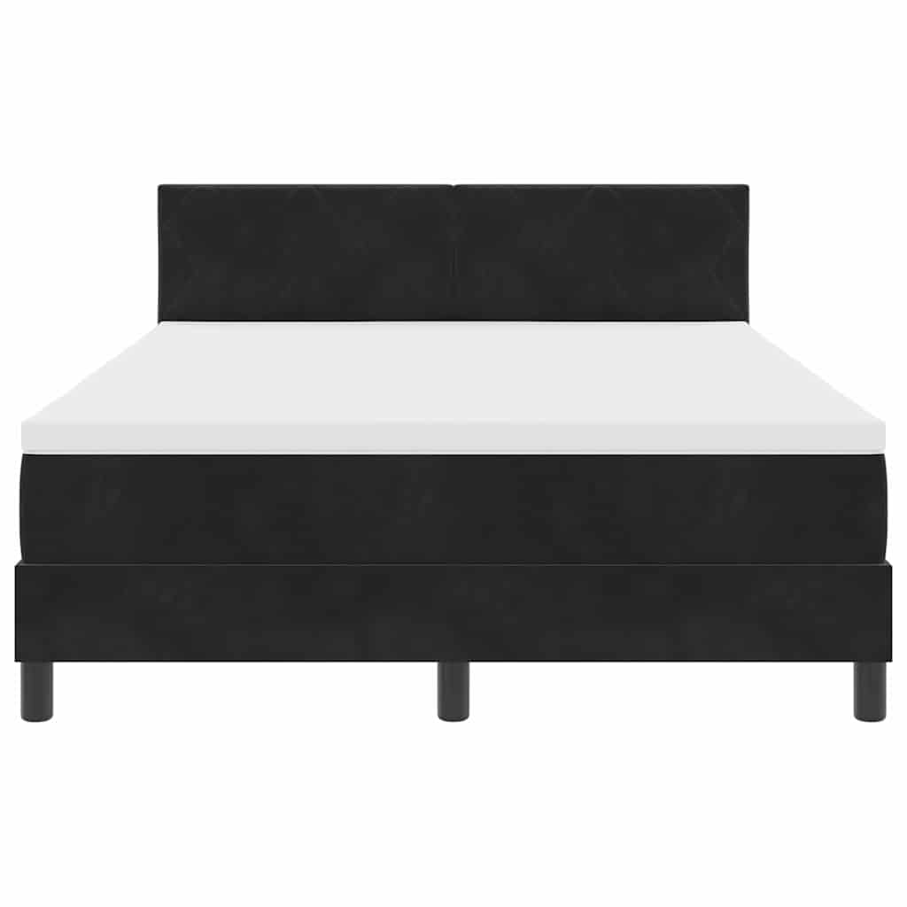 LED Box Spring Bed met matras Zwart 140 x 200 cm Fluweel is nu te koop bij PeponiXL, paradijselijk wonen!