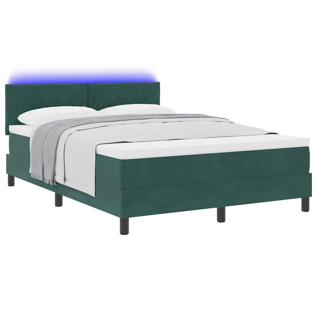LED Box Spring Bed met matras Donkergroen 140 x 200 cm Fluweel is nu te koop bij PeponiXL, paradijselijk wonen!