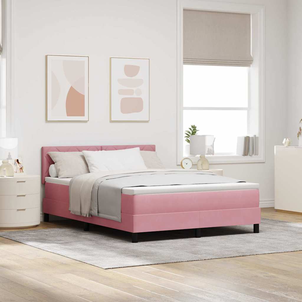 LED Box Spring Bed met matras met LED Roze 160 x 200 cm Fluweel is nu te koop bij PeponiXL, paradijselijk wonen!