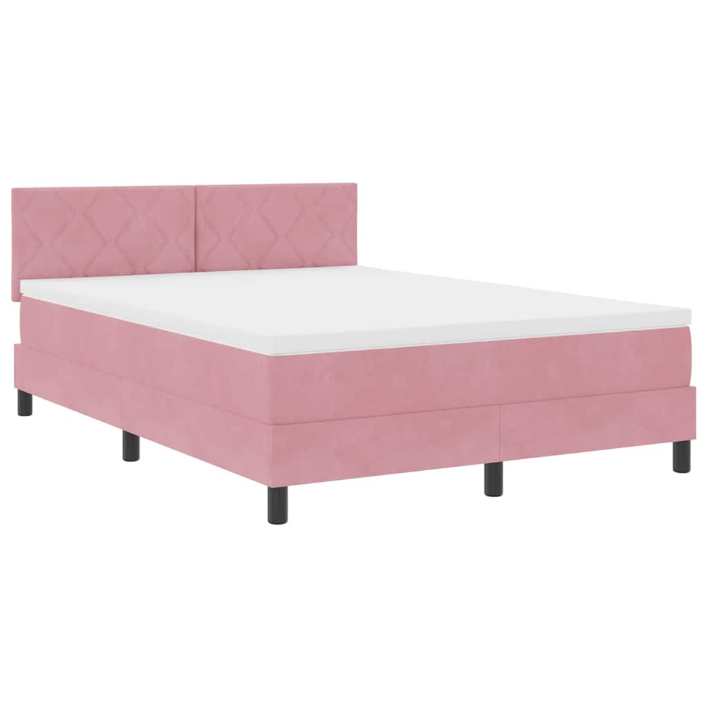 LED Box Spring Bed met matras met LED Roze 160 x 200 cm Fluweel is nu te koop bij PeponiXL, paradijselijk wonen!