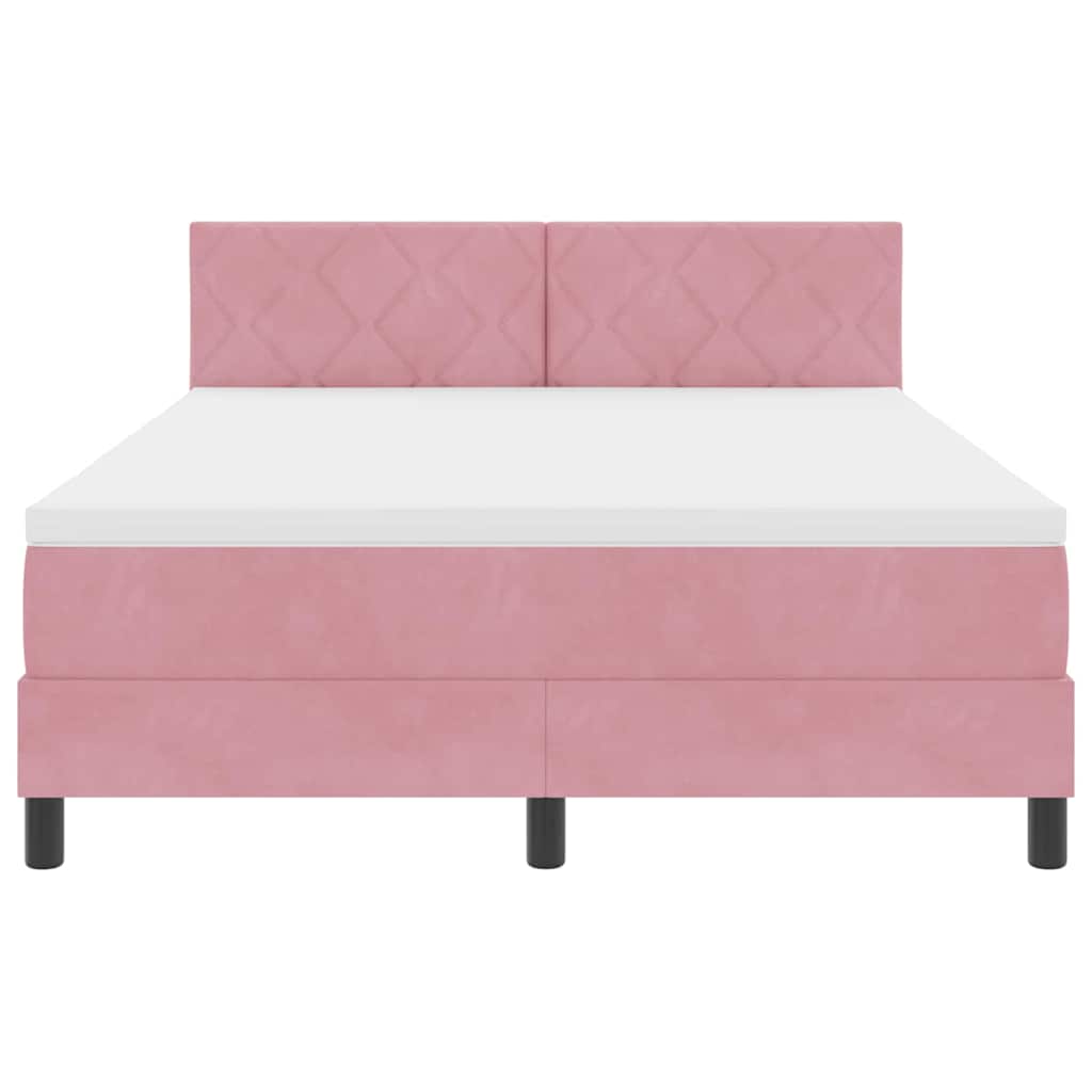 LED Box Spring Bed met matras met LED Roze 160 x 200 cm Fluweel is nu te koop bij PeponiXL, paradijselijk wonen!