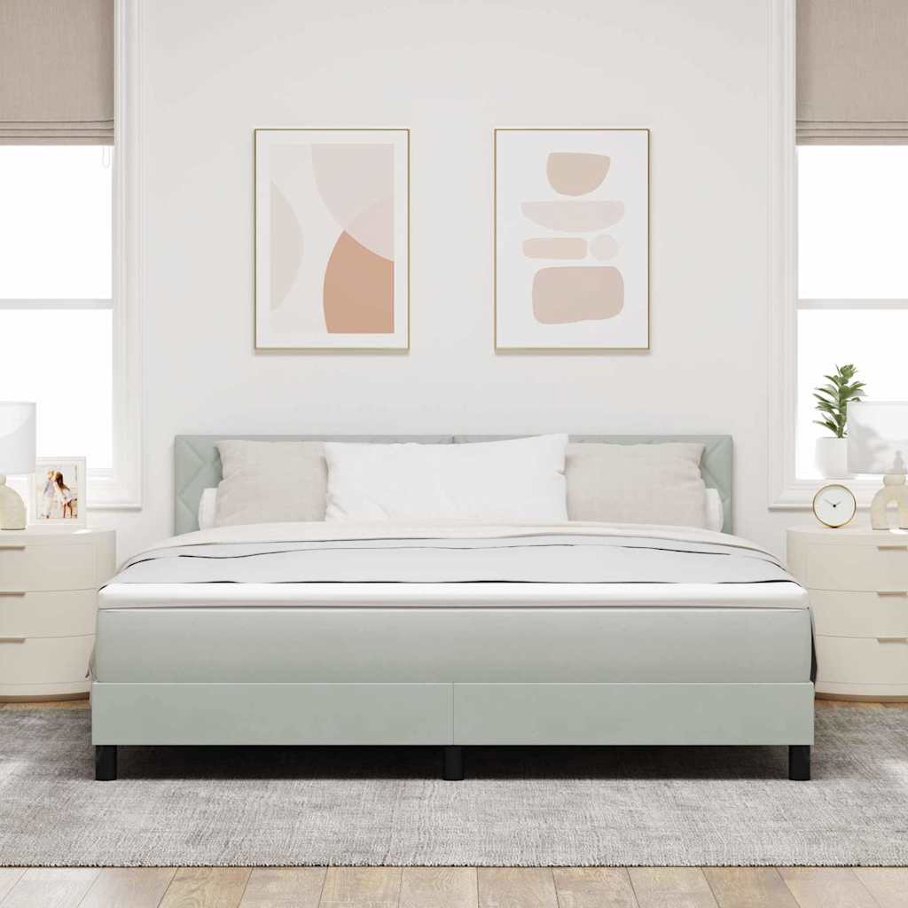 LED Box Spring Bed met matras Lichtgrijs 180 x 200 cm Fluweel is nu te koop bij PeponiXL, paradijselijk wonen!