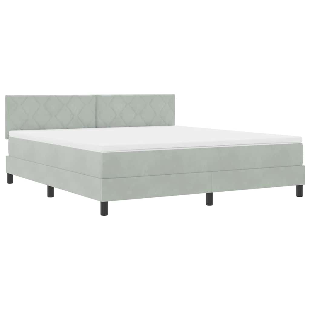 LED Box Spring Bed met matras Lichtgrijs 180 x 200 cm Fluweel is nu te koop bij PeponiXL, paradijselijk wonen!