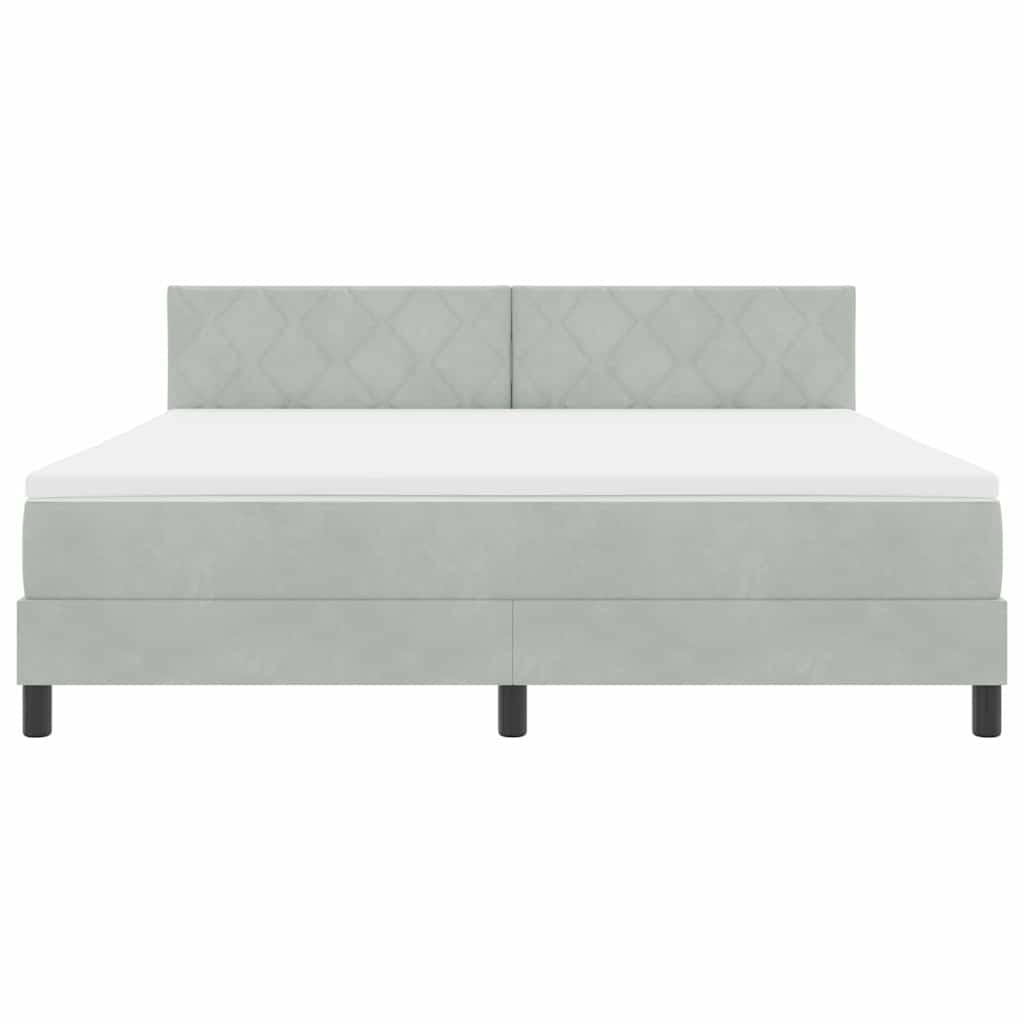 LED Box Spring Bed met matras Lichtgrijs 180 x 200 cm Fluweel is nu te koop bij PeponiXL, paradijselijk wonen!