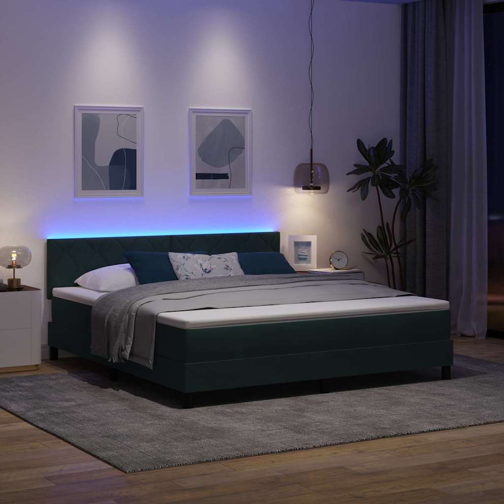LED Box Spring Bed met matras Donkergroen 180 x 200 cm Fluweel is nu te koop bij PeponiXL, paradijselijk wonen!