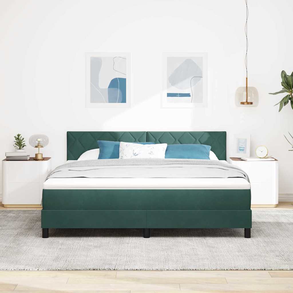 LED Box Spring Bed met matras Donkergroen 180 x 200 cm Fluweel is nu te koop bij PeponiXL, paradijselijk wonen!