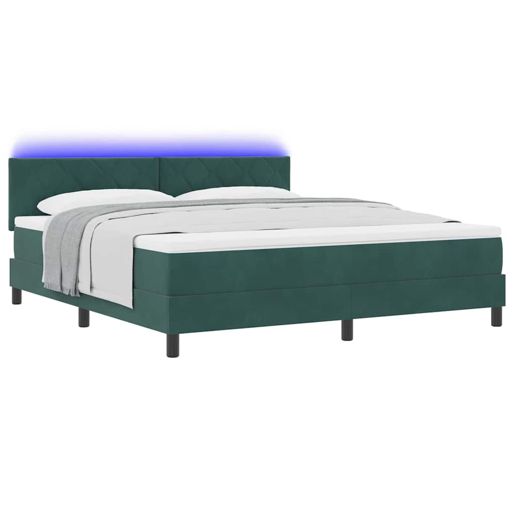 LED Box Spring Bed met matras Donkergroen 180 x 200 cm Fluweel is nu te koop bij PeponiXL, paradijselijk wonen!