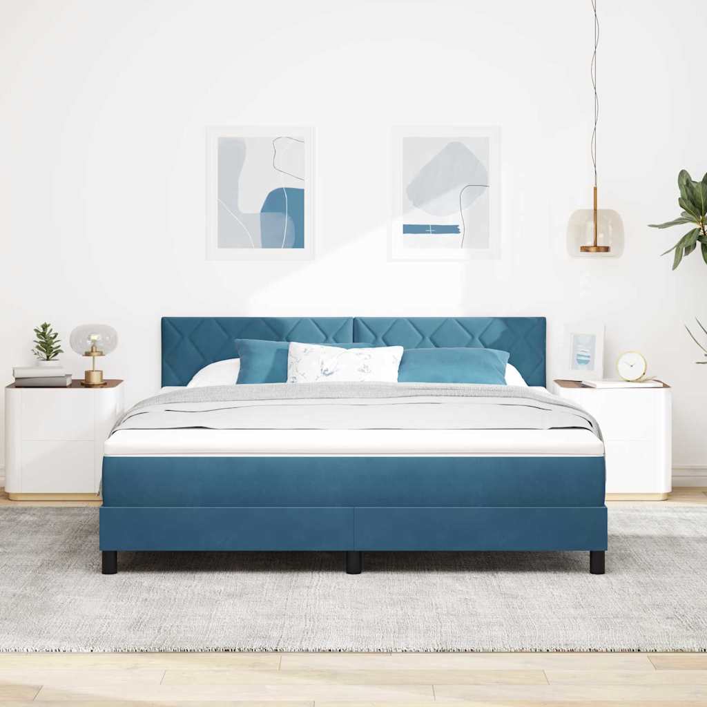 LED Box Spring Bed met matras Donkerblauw 180 x 200 cm Fluweel is nu te koop bij PeponiXL, paradijselijk wonen!