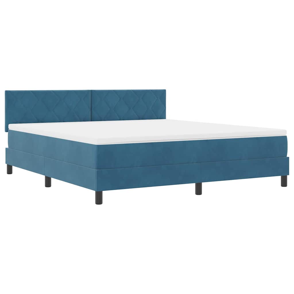 LED Box Spring Bed met matras Donkerblauw 180 x 200 cm Fluweel is nu te koop bij PeponiXL, paradijselijk wonen!