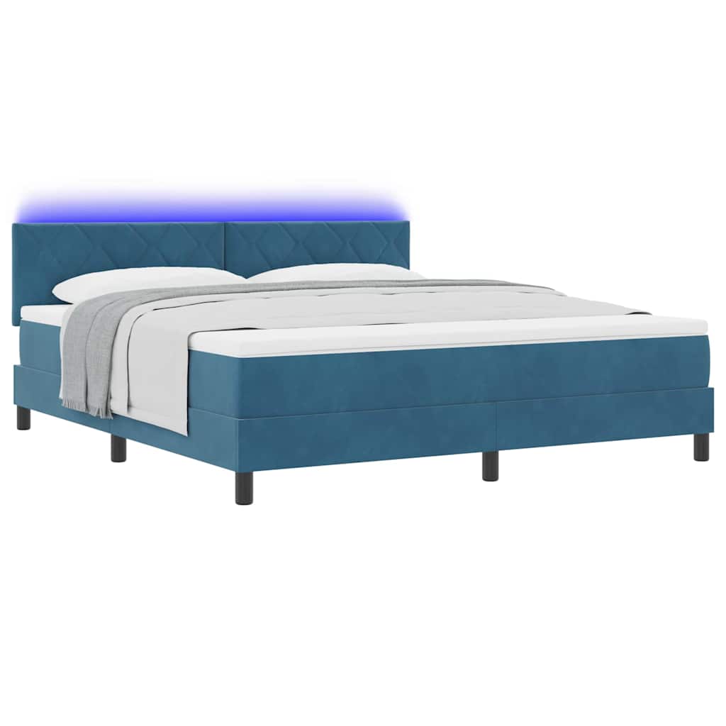 LED Box Spring Bed met matras Donkerblauw 180 x 200 cm Fluweel is nu te koop bij PeponiXL, paradijselijk wonen!