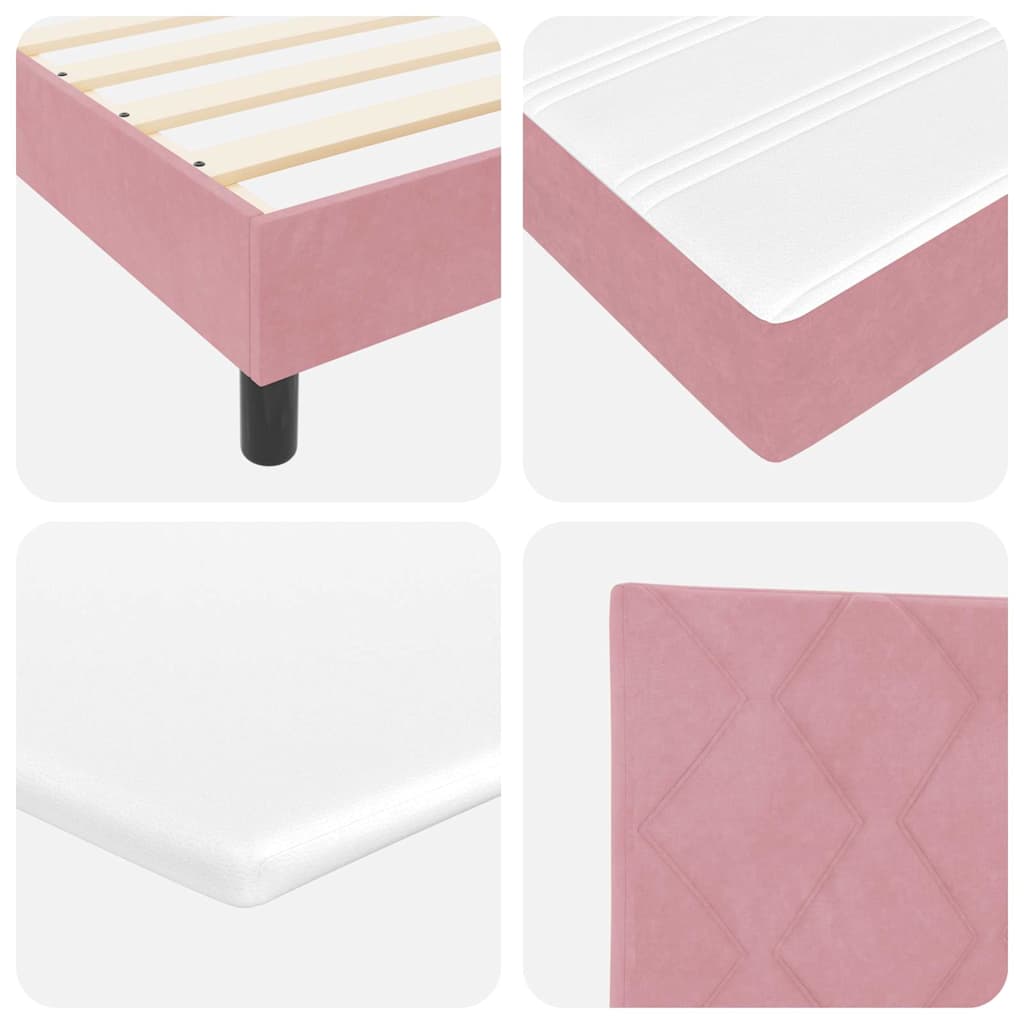 LED Box Spring Bed met matras met LED Roze 180 x 200 cm Fluweel is nu te koop bij PeponiXL, paradijselijk wonen!