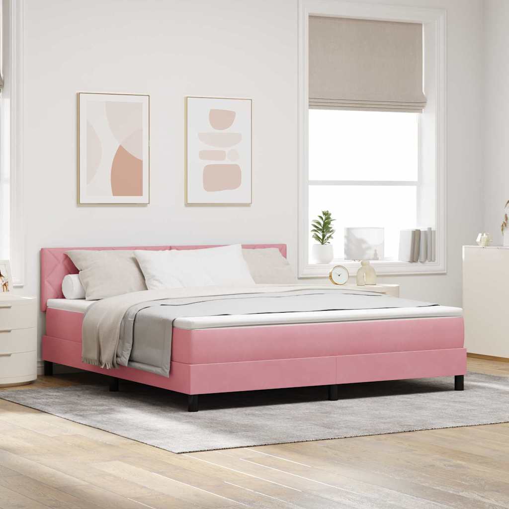 LED Box Spring Bed met matras met LED Roze 180 x 200 cm Fluweel is nu te koop bij PeponiXL, paradijselijk wonen!