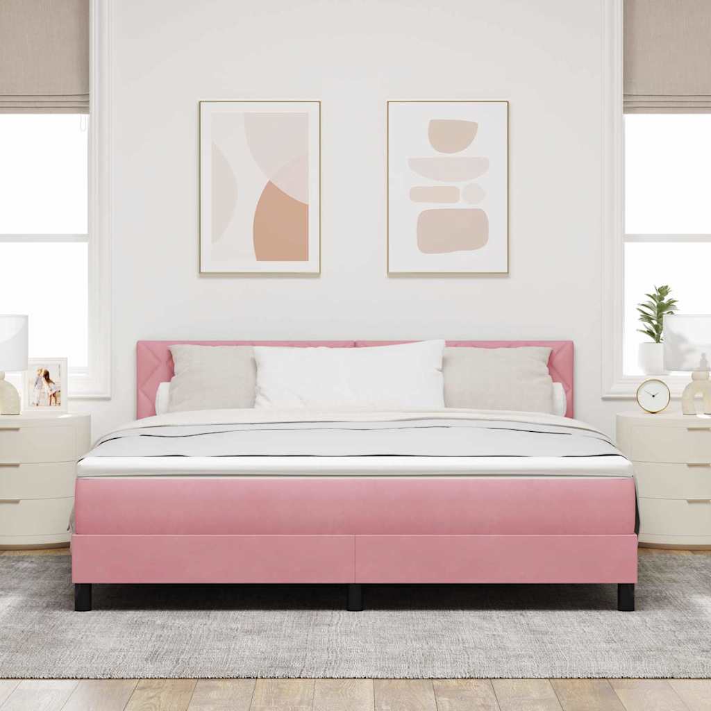 LED Box Spring Bed met matras met LED Roze 180 x 200 cm Fluweel is nu te koop bij PeponiXL, paradijselijk wonen!