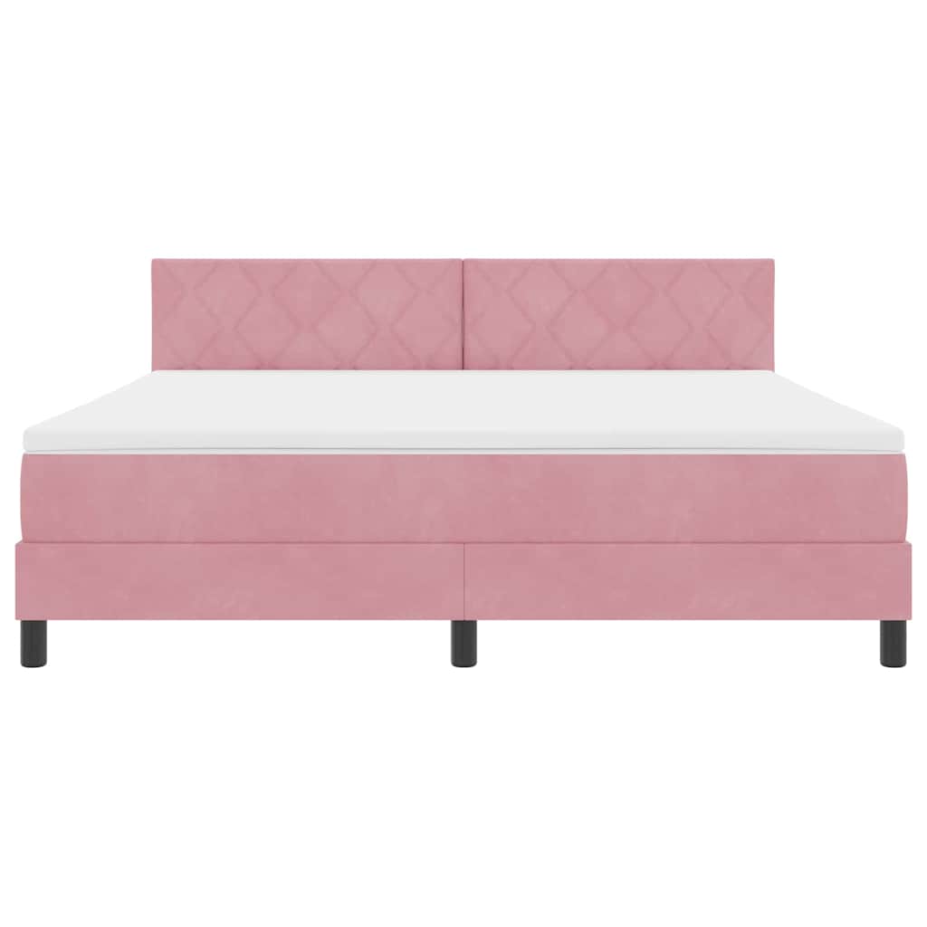 LED Box Spring Bed met matras met LED Roze 180 x 200 cm Fluweel is nu te koop bij PeponiXL, paradijselijk wonen!