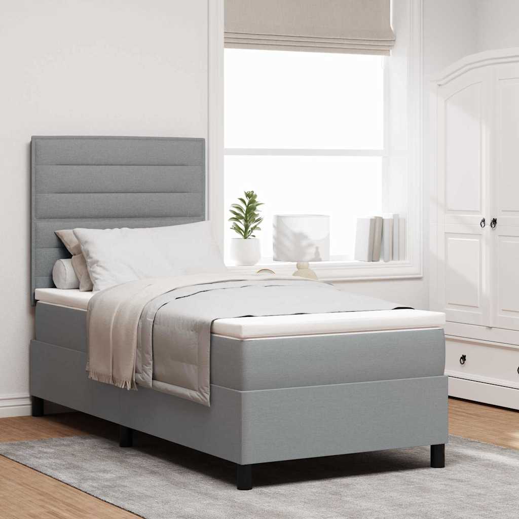 Boxspring bed met matras met LED Lichtgrijs 80 x 200 cm Stof is nu te koop bij PeponiXL, paradijselijk wonen!