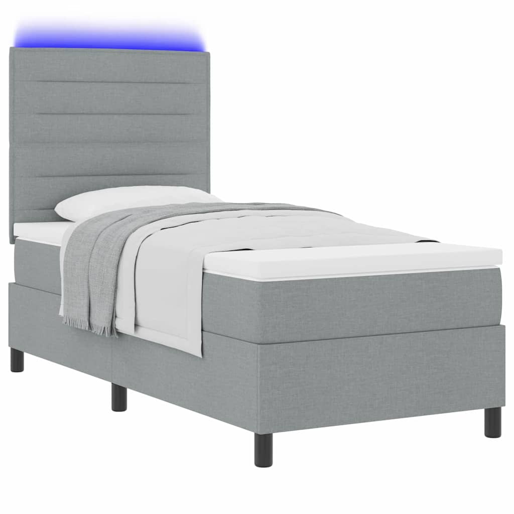 Boxspring bed met matras met LED Lichtgrijs 80 x 200 cm Stof is nu te koop bij PeponiXL, paradijselijk wonen!