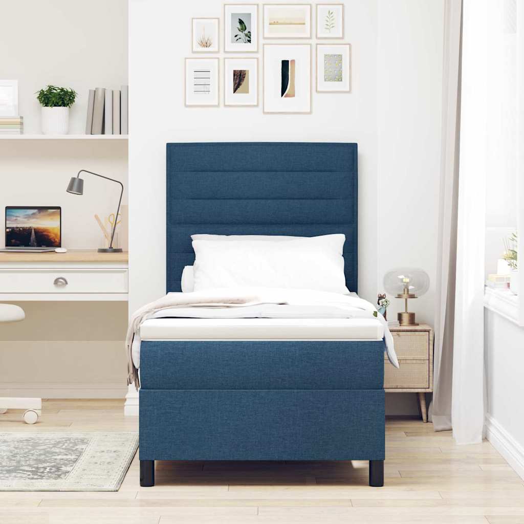 Boxspring bed met matras met LED Blauw 80 x 200 cm Stof is nu te koop bij PeponiXL, paradijselijk wonen!