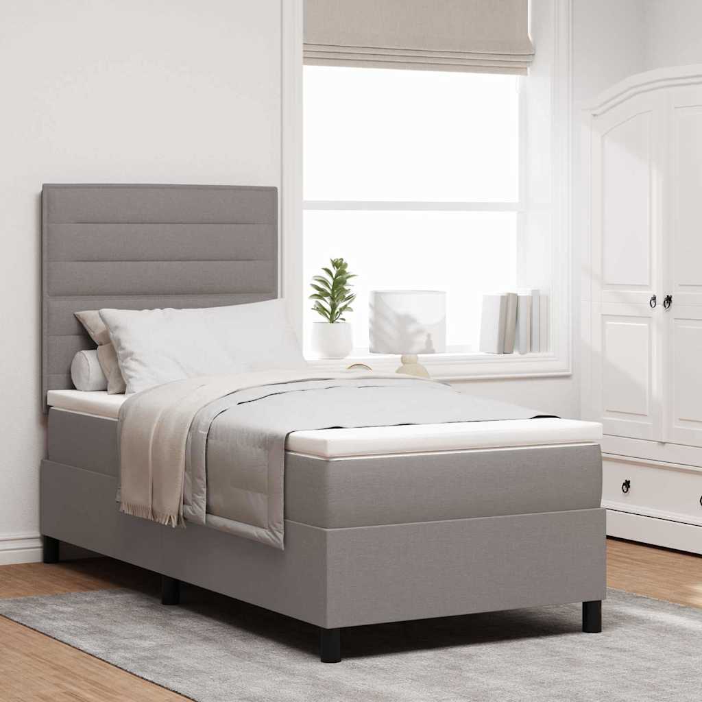 Boxspring bed met matras met LED Taupe 90 x 190 cm Stof is nu te koop bij PeponiXL, paradijselijk wonen!