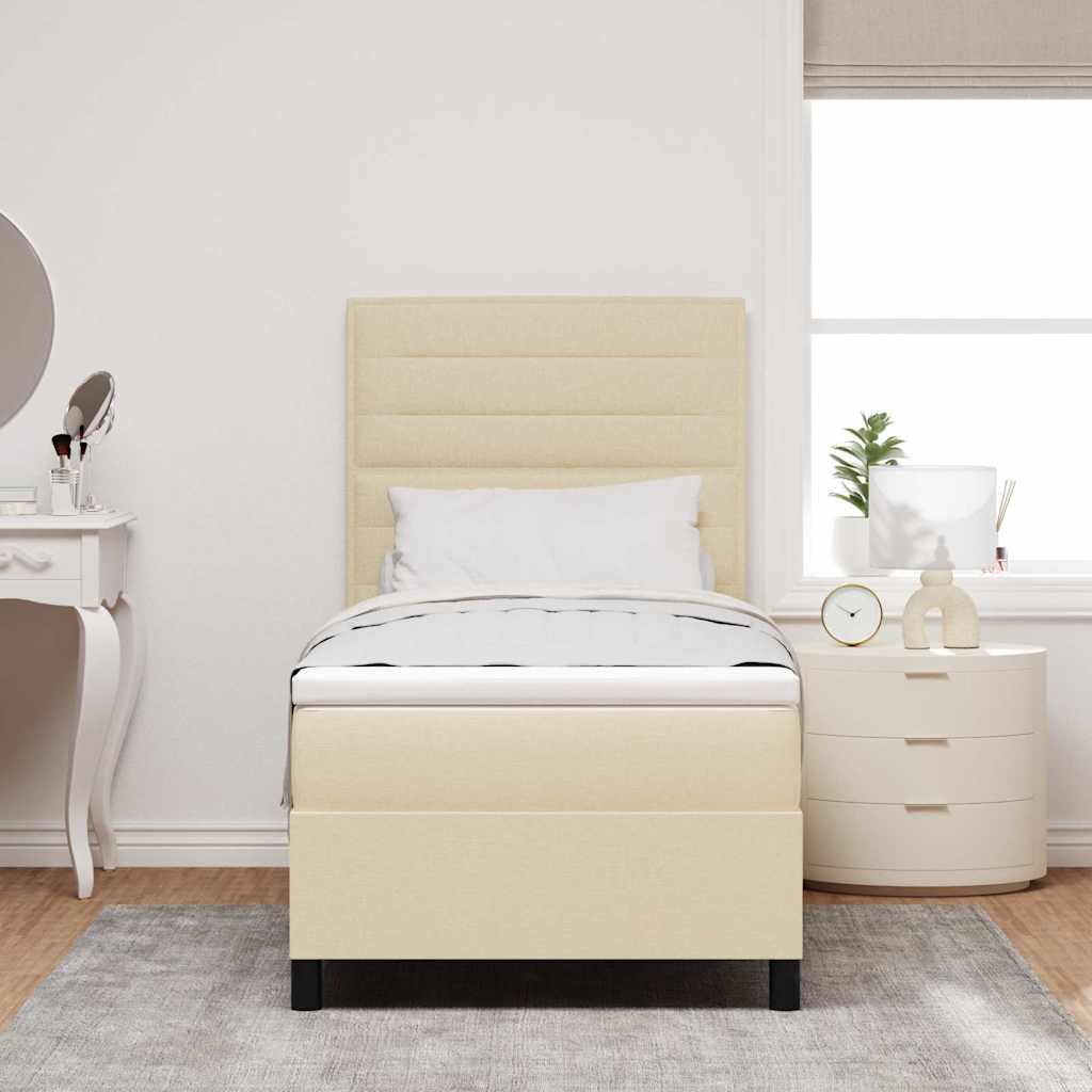 Boxspring bed met matras met LED Crème 90 x 190 cm Stof is nu te koop bij PeponiXL, paradijselijk wonen!