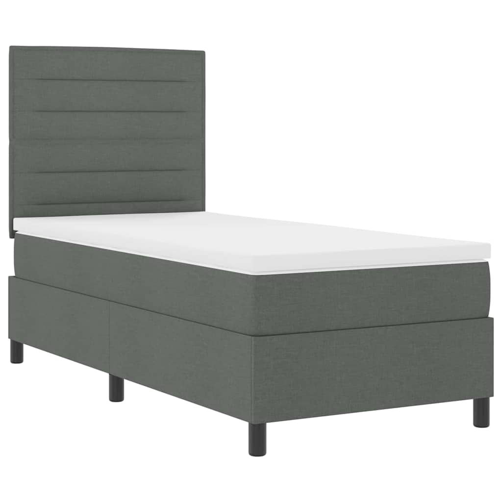 Boxspring bed met matras met LED Donkergrijs 90 x 200 cm Stof is nu te koop bij PeponiXL, paradijselijk wonen!