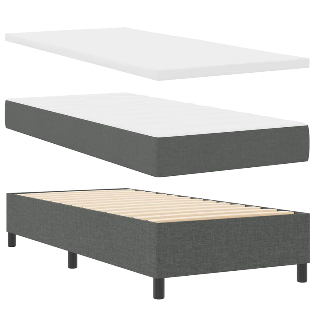 Boxspring bed met matras met LED Donkergrijs 90 x 200 cm Stof is nu te koop bij PeponiXL, paradijselijk wonen!