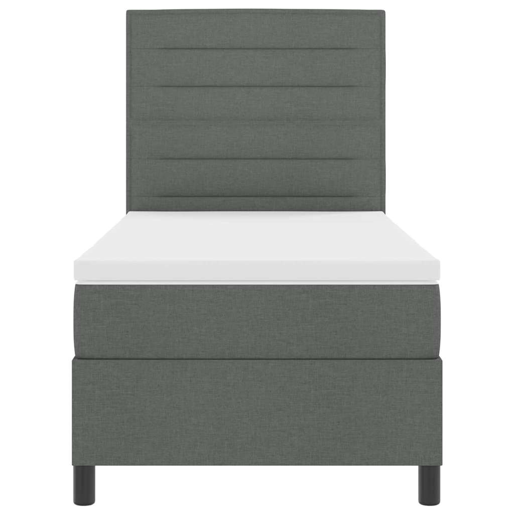 Boxspring bed met matras met LED Donkergrijs 90 x 200 cm Stof is nu te koop bij PeponiXL, paradijselijk wonen!