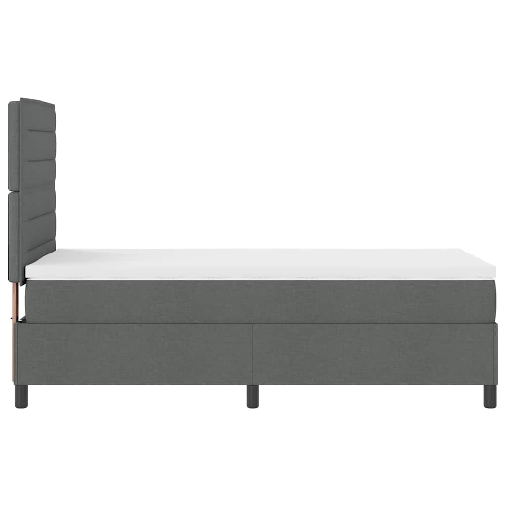 Boxspring bed met matras met LED Donkergrijs 90 x 200 cm Stof is nu te koop bij PeponiXL, paradijselijk wonen!