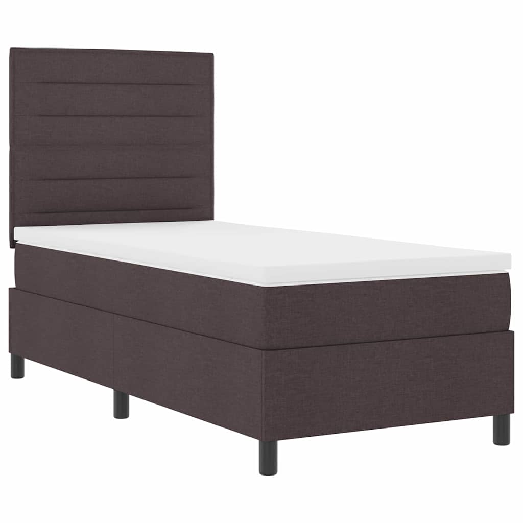 Boxspring bed met matras met LED Donkerbruin 90 x 200 cm Stof is nu te koop bij PeponiXL, paradijselijk wonen!