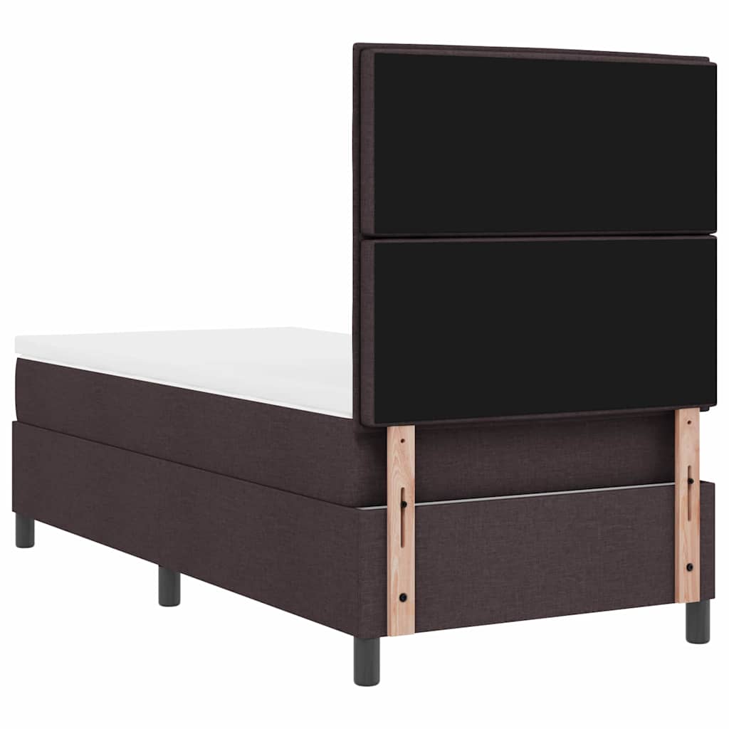 Boxspring bed met matras met LED Donkerbruin 90 x 200 cm Stof is nu te koop bij PeponiXL, paradijselijk wonen!