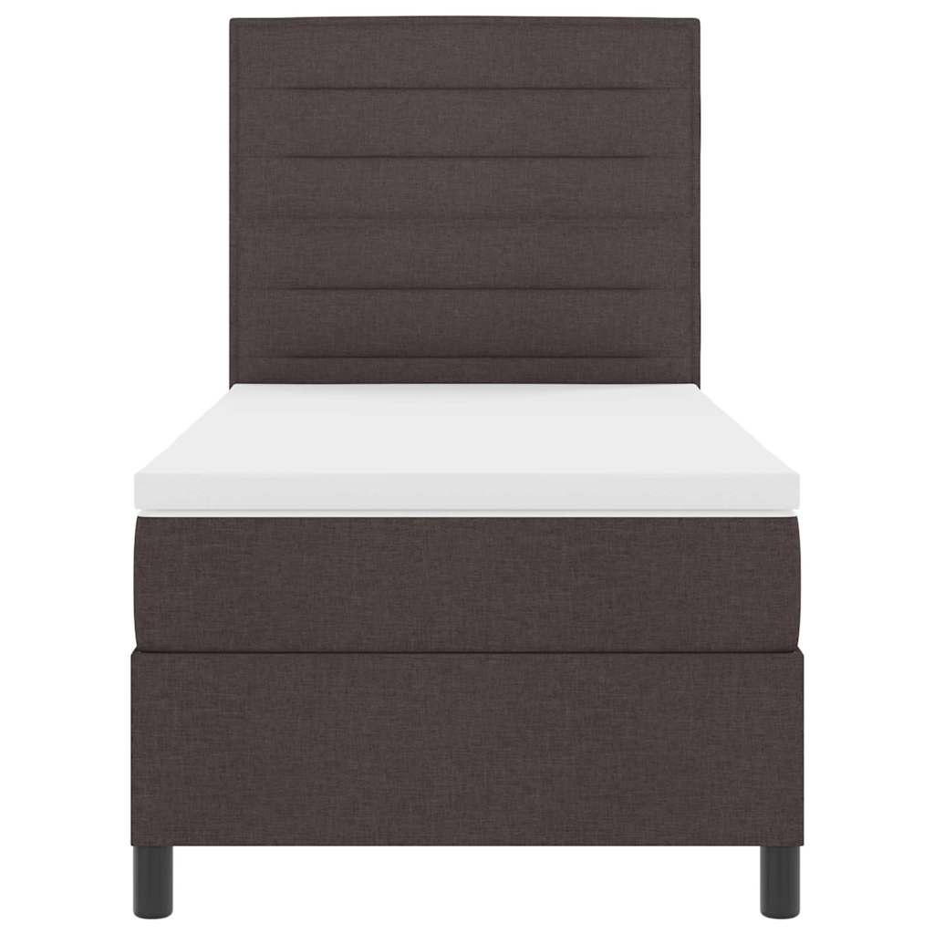 Boxspring bed met matras met LED Donkerbruin 90 x 200 cm Stof is nu te koop bij PeponiXL, paradijselijk wonen!
