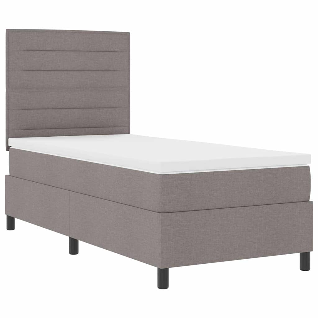 Boxspring bed met matras met LED Taupe 100 x 200 cm Stof is nu te koop bij PeponiXL, paradijselijk wonen!