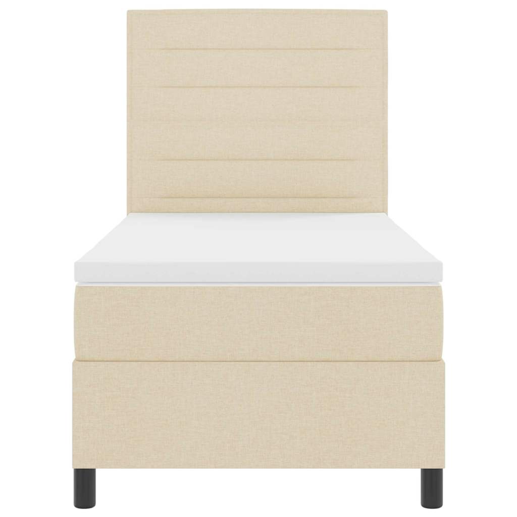 Boxspring bed met matras met LED Crème 100 x 200 cm Stof is nu te koop bij PeponiXL, paradijselijk wonen!