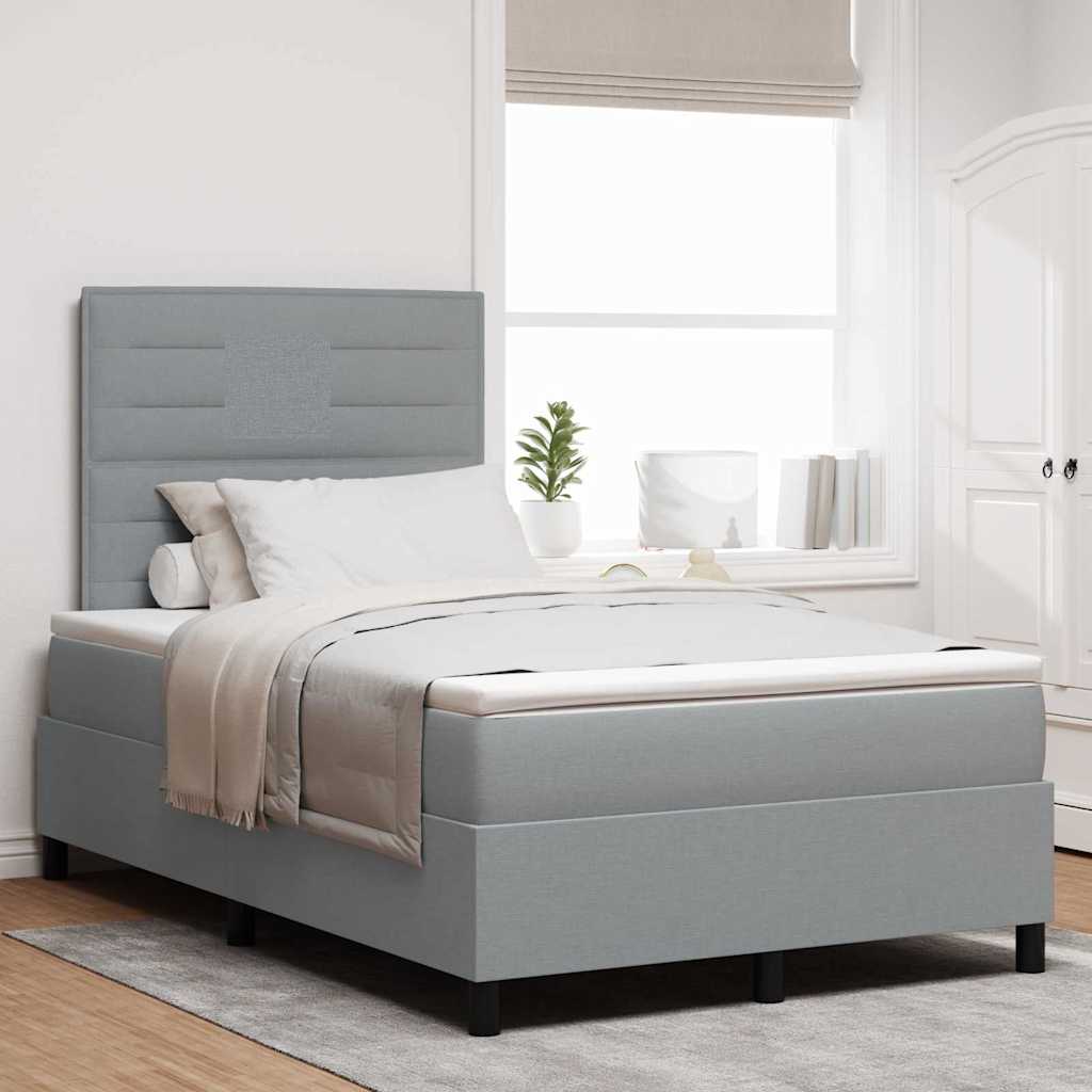 Boxspring bed met matras met LED Lichtgrijs 120 x 190 cm Stof is nu te koop bij PeponiXL, paradijselijk wonen!