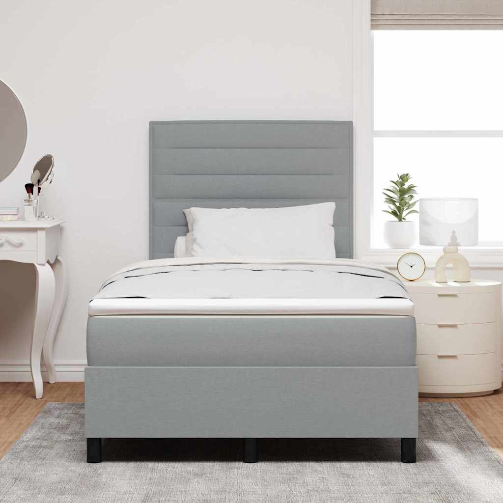 Boxspring bed met matras met LED Lichtgrijs 120 x 190 cm Stof is nu te koop bij PeponiXL, paradijselijk wonen!