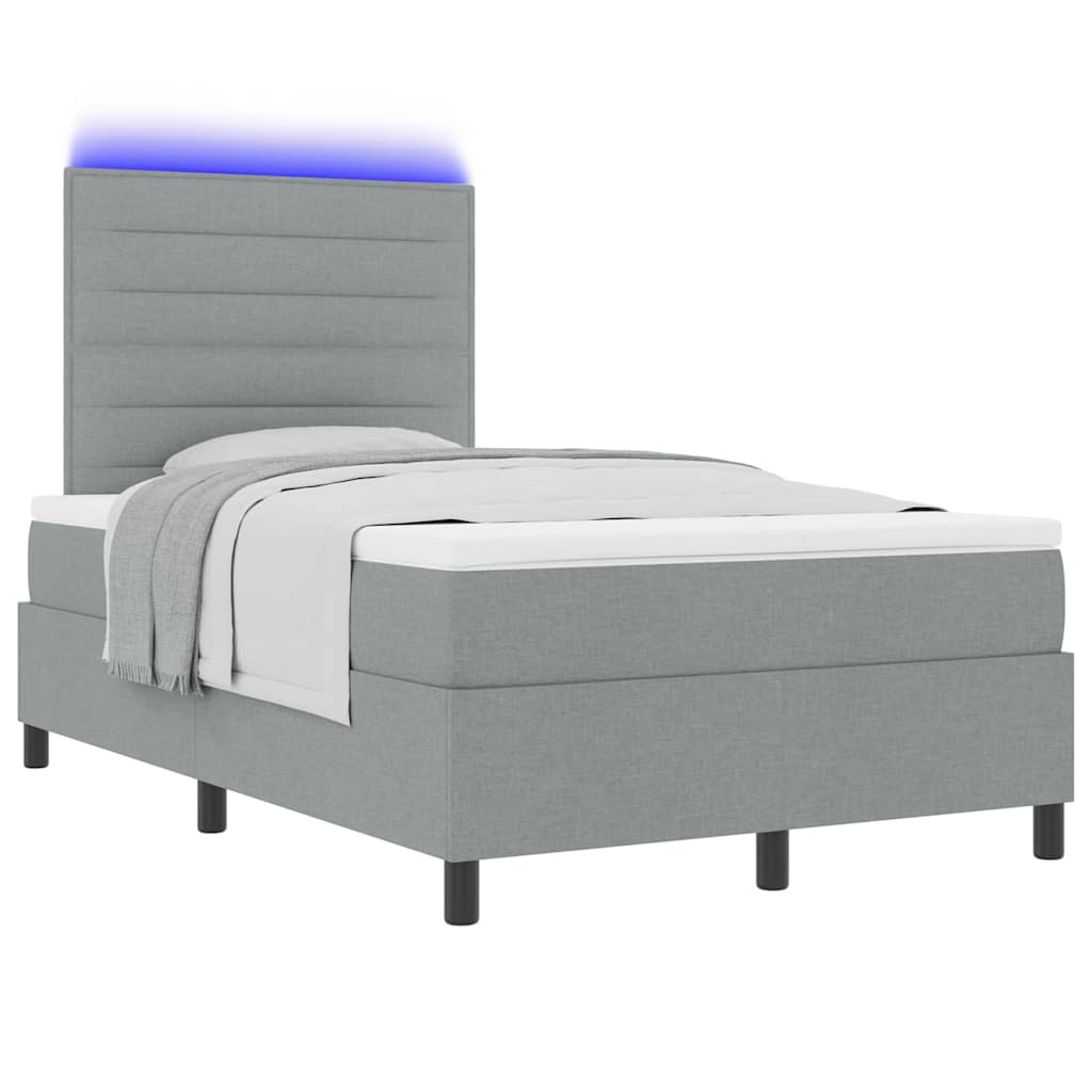 Boxspring bed met matras met LED Lichtgrijs 120 x 200 cm Stof is nu te koop bij PeponiXL, paradijselijk wonen!