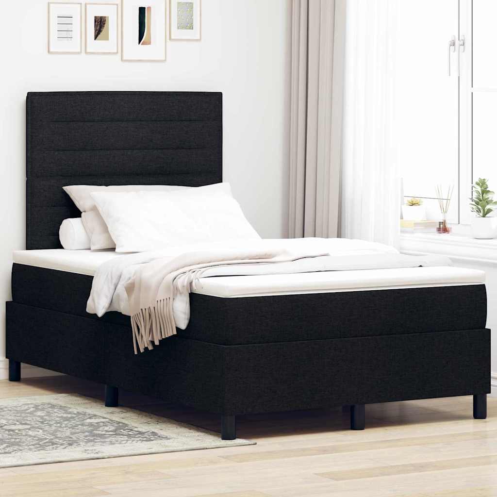 Boxspring bed met matras met LED Zwart 120 x 200 cm Stof is nu te koop bij PeponiXL, paradijselijk wonen!