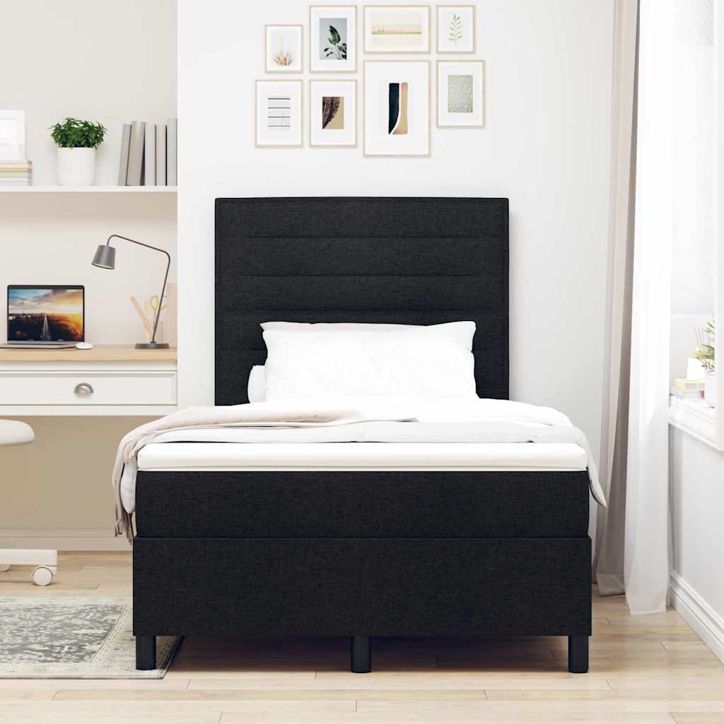 Boxspring bed met matras met LED Zwart 120 x 200 cm Stof is nu te koop bij PeponiXL, paradijselijk wonen!