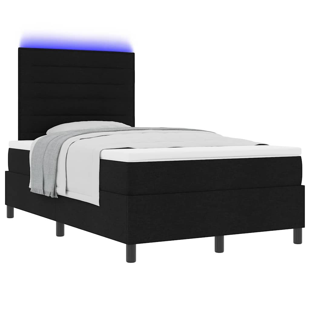Boxspring bed met matras met LED Zwart 120 x 200 cm Stof is nu te koop bij PeponiXL, paradijselijk wonen!