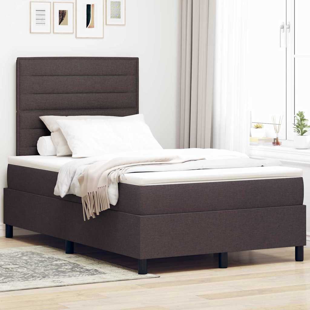 Boxspring bed met matras met LED Donkerbruin 120 x 200 cm Stof is nu te koop bij PeponiXL, paradijselijk wonen!