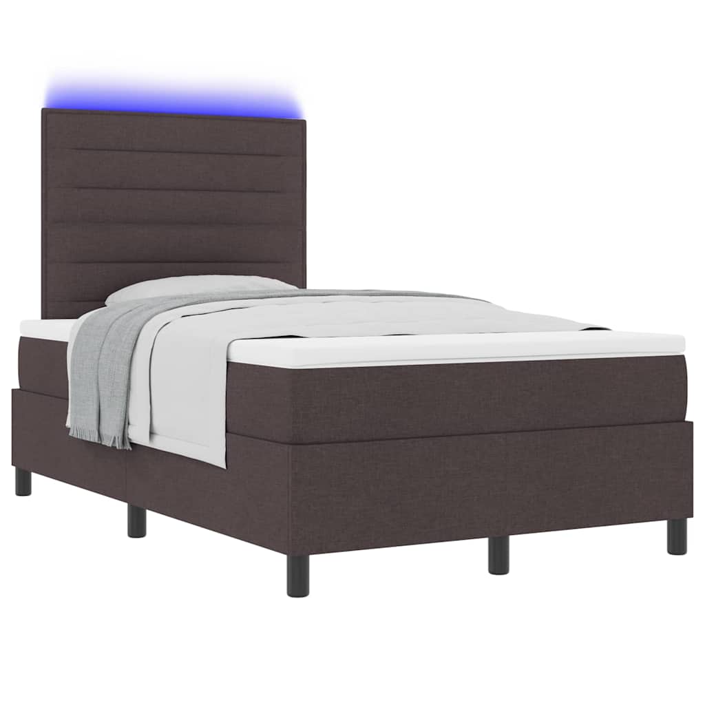 Boxspring bed met matras met LED Donkerbruin 120 x 200 cm Stof is nu te koop bij PeponiXL, paradijselijk wonen!