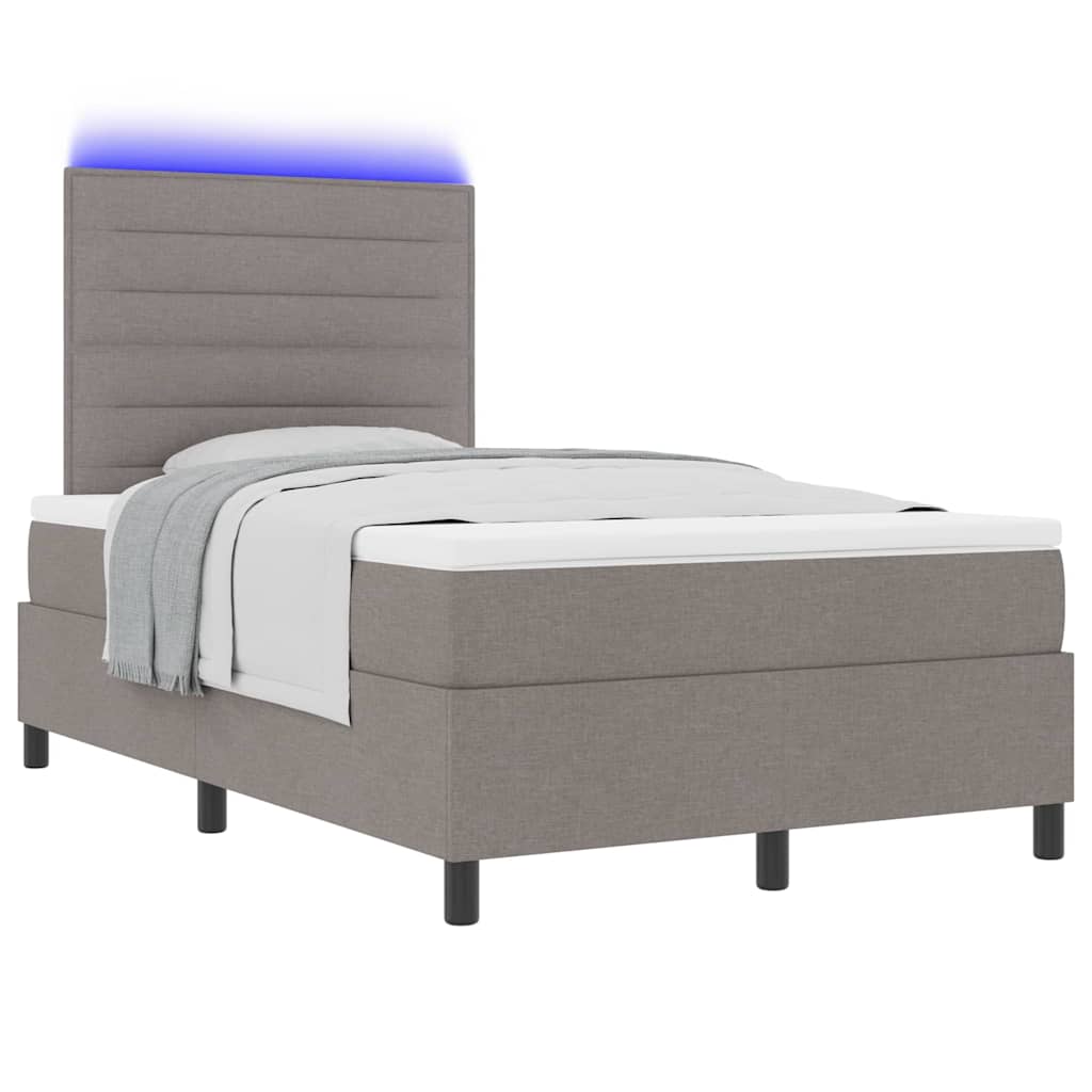 Boxspring bed met matras met LED Taupe 120 x 200 cm Stof is nu te koop bij PeponiXL, paradijselijk wonen!