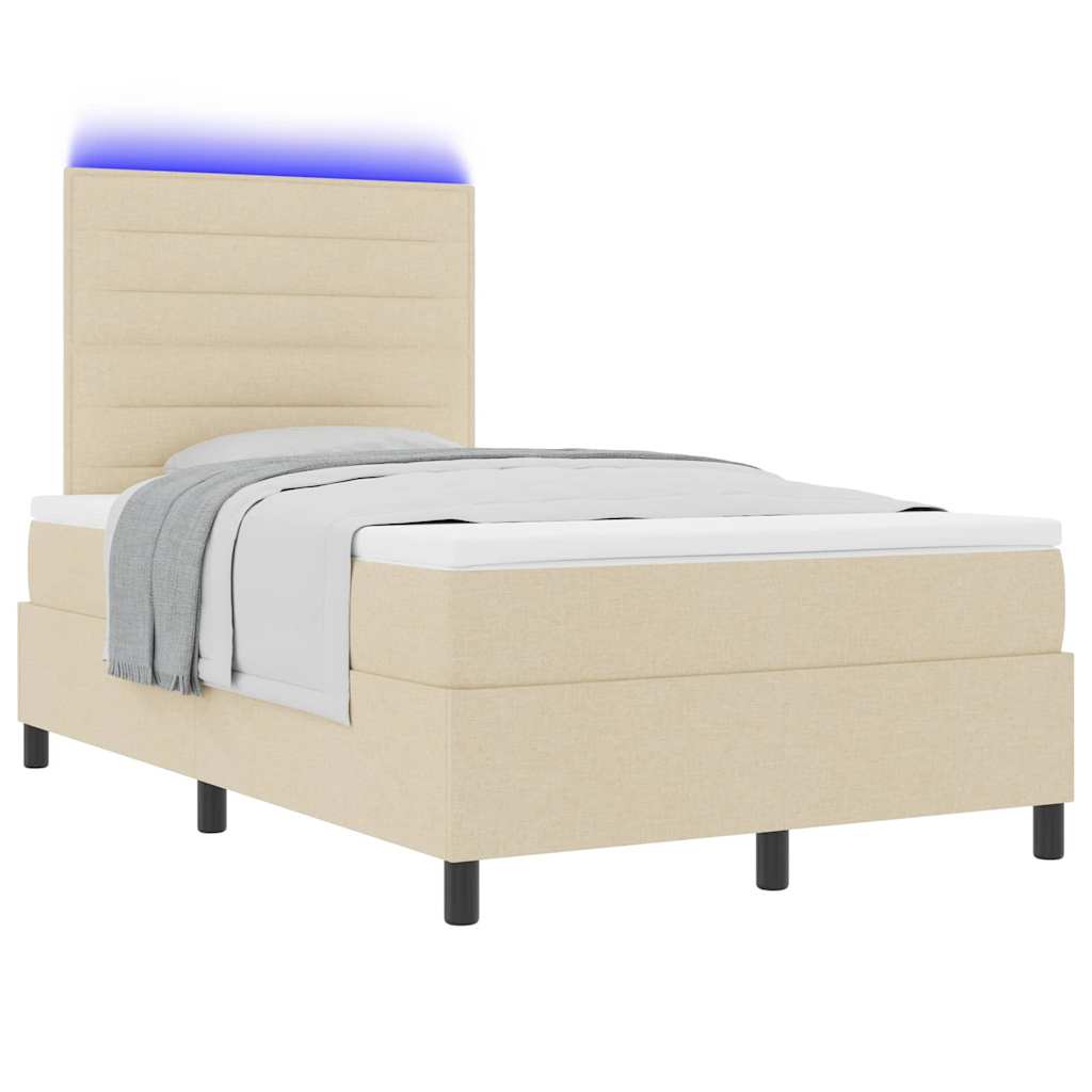 Boxspring bed met matras met LED Crème 120 x 200 cm Stof is nu te koop bij PeponiXL, paradijselijk wonen!