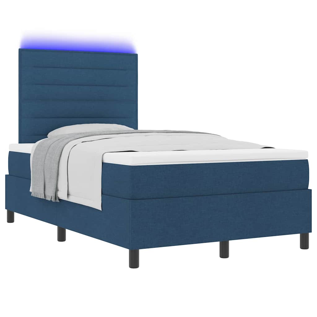 Boxspring bed met matras met LED Blauw 120 x 200 cm Stof is nu te koop bij PeponiXL, paradijselijk wonen!