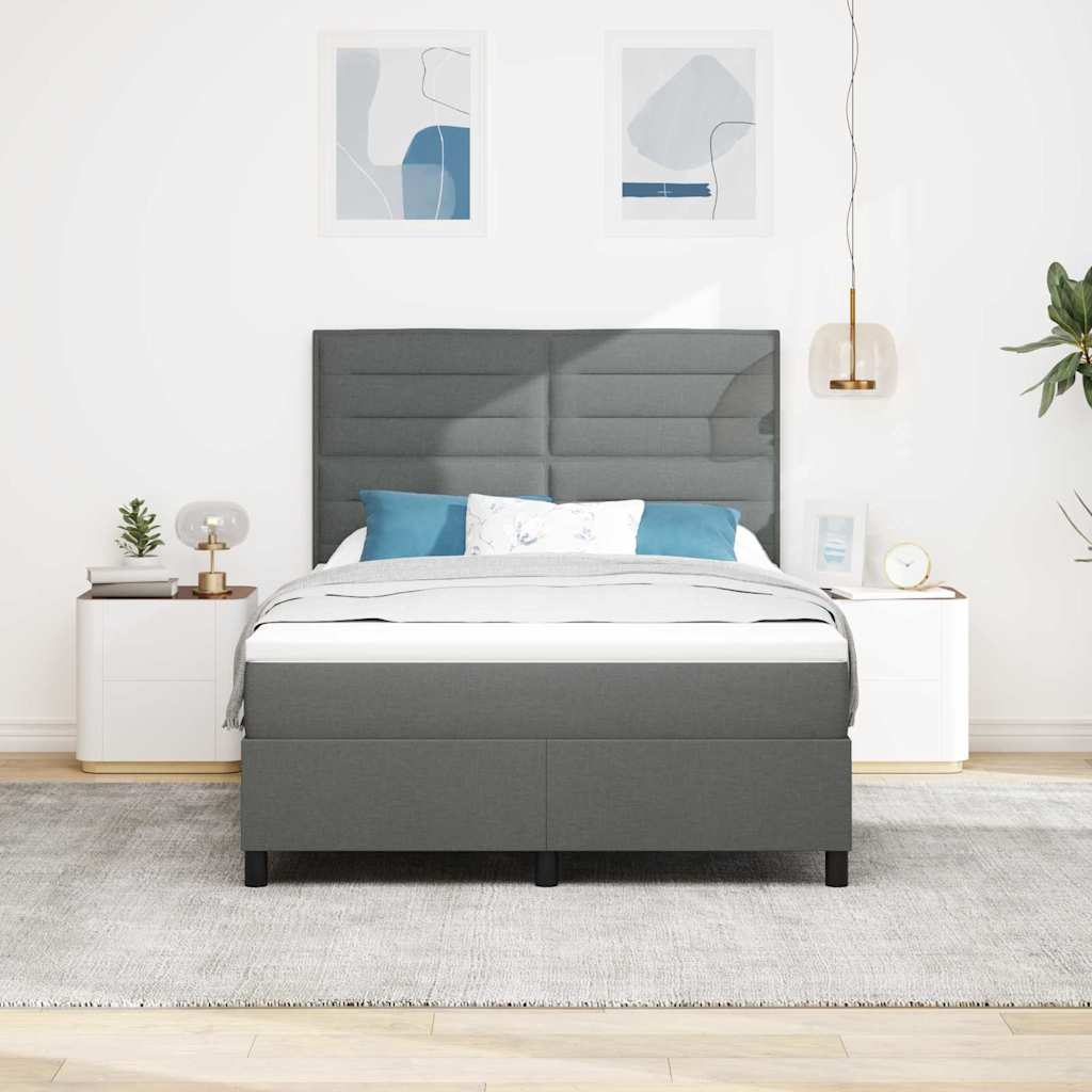 Boxspring bed met matras met LED Donkergrijs 140 x 190 cm Stof is nu te koop bij PeponiXL, paradijselijk wonen!