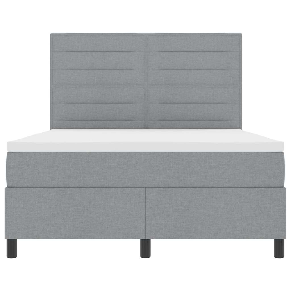 Boxspring bed met matras met LED Lichtgrijs 140 x 200 cm Stof is nu te koop bij PeponiXL, paradijselijk wonen!